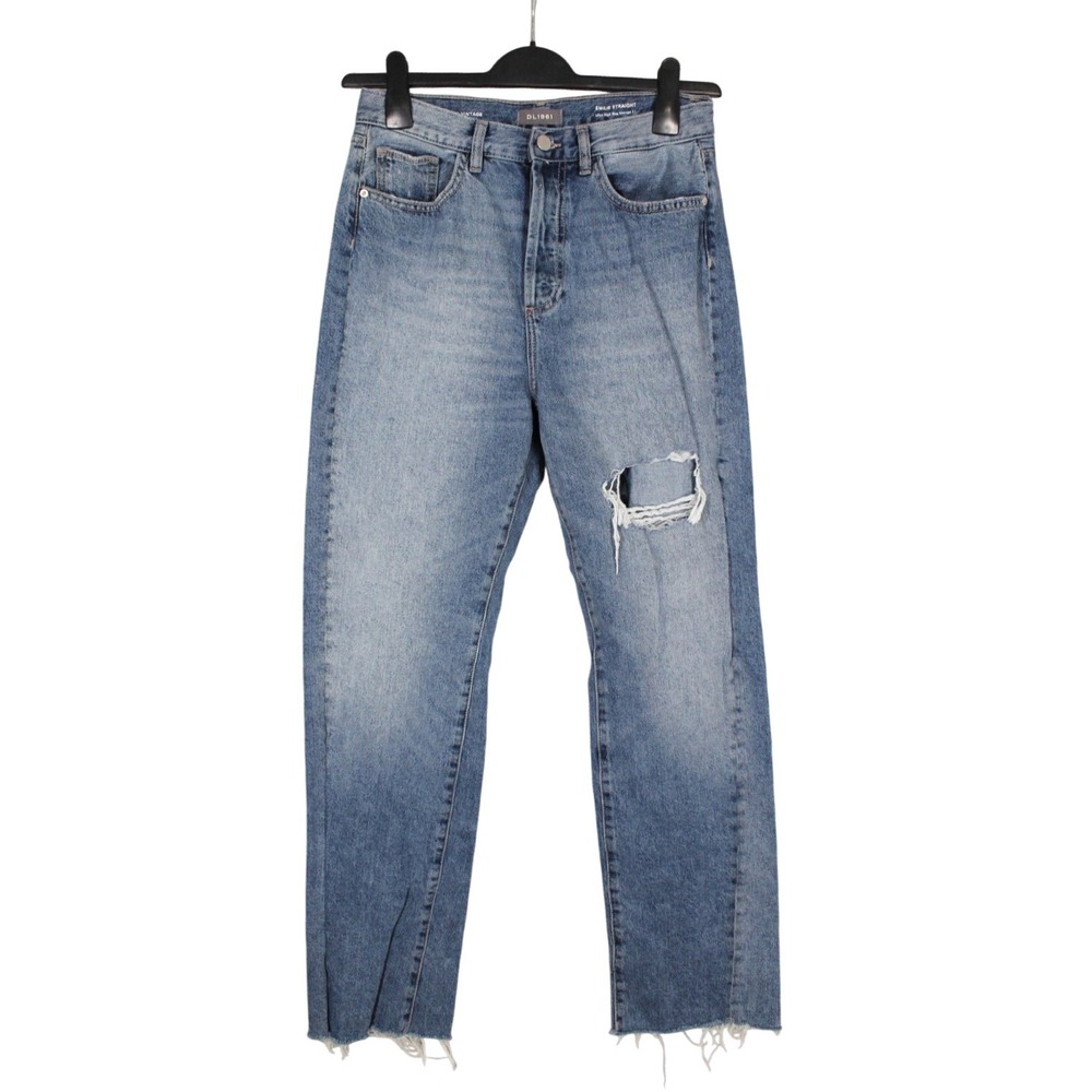 DL1961 Anthropologie BUTTON-FLY Ultra High EMILIE STRAIGHT Destroyed JEANS Sz 27